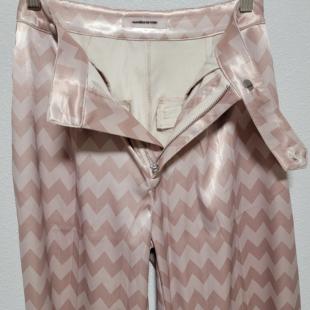 Maniere de voir stretch high rise wide leg pleated trouser zigzag herringbone - Picture 8 of 9